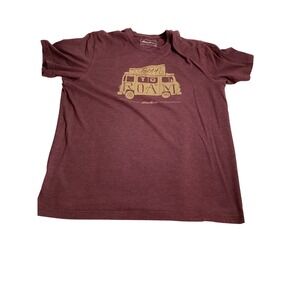 Eddie Bauer Mens Large Graphic T Shirt Born to Roam Van Life Burgundy (866)